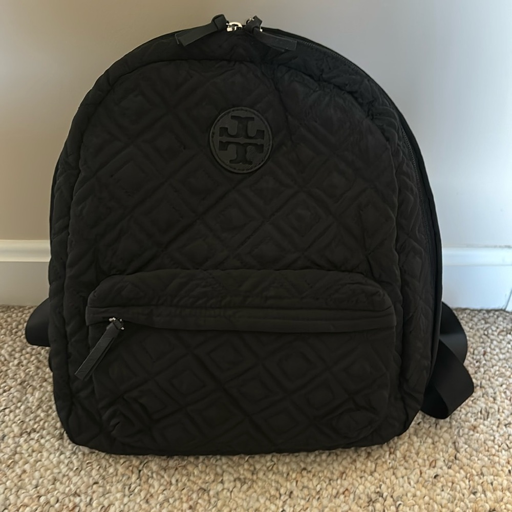 Tory burch Ella quilted backpack in black